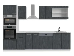 Mueble de cocina hormigón negro/blanco 300x46x81.6 r-line