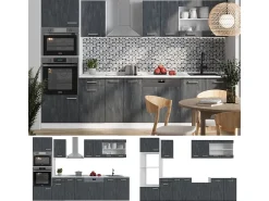 Mueble de cocina hormigón negro/blanco 300x46x81.6 r-line