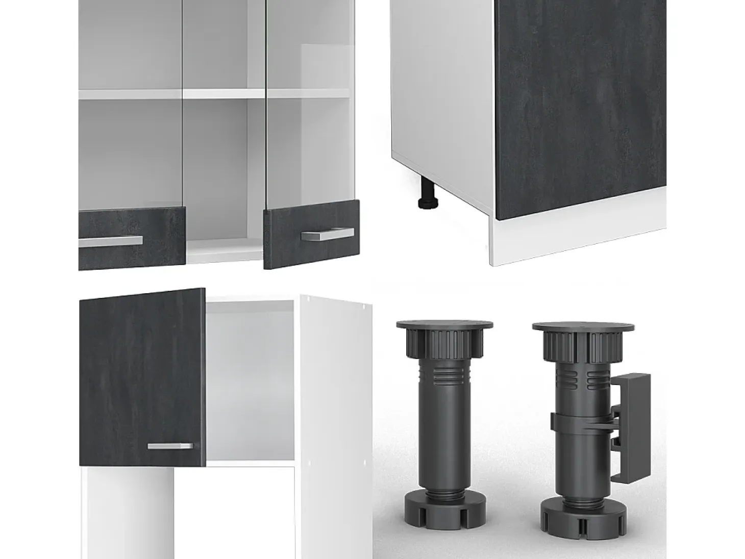 Mueble de cocina hormigón negro/blanco 300x46x81.6 r-line
