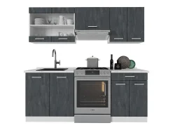 Mueble de cocina hormigón negro/blanco 200x60x81.6 r-line