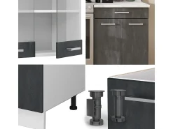 Mueble de cocina hormigón negro/blanco 200x60x81.6 r-line