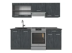 Mueble de cocina hormigón negro/antracita 200x60x81.6 r-line