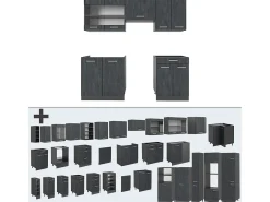 Mueble de cocina hormigón negro/antracita 200x60x81.6 r-line