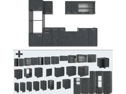 Mueble de cocina hormigón negro/antracita 300x60x81.6 r-line
