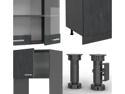 Mueble de cocina hormigón negro/antracita 300x60x81.6 r-line
