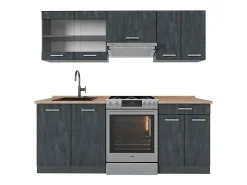 Mueble de cocina hormigón negro/antracita 200x60x81.6 r-line