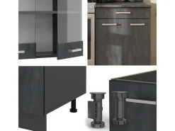 Mueble de cocina hormigón negro/antracita 200x60x81.6 r-line