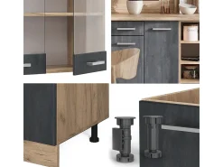 Mueble de cocina hormigón negro/roble dorado 240x60x81.6 r-line