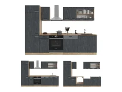 Mueble de cocina hormigón negro/roble dorado 300x60x81.6 r-line