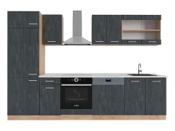 Mueble de cocina hormigón negro/roble dorado 300x60x81.6 r-line