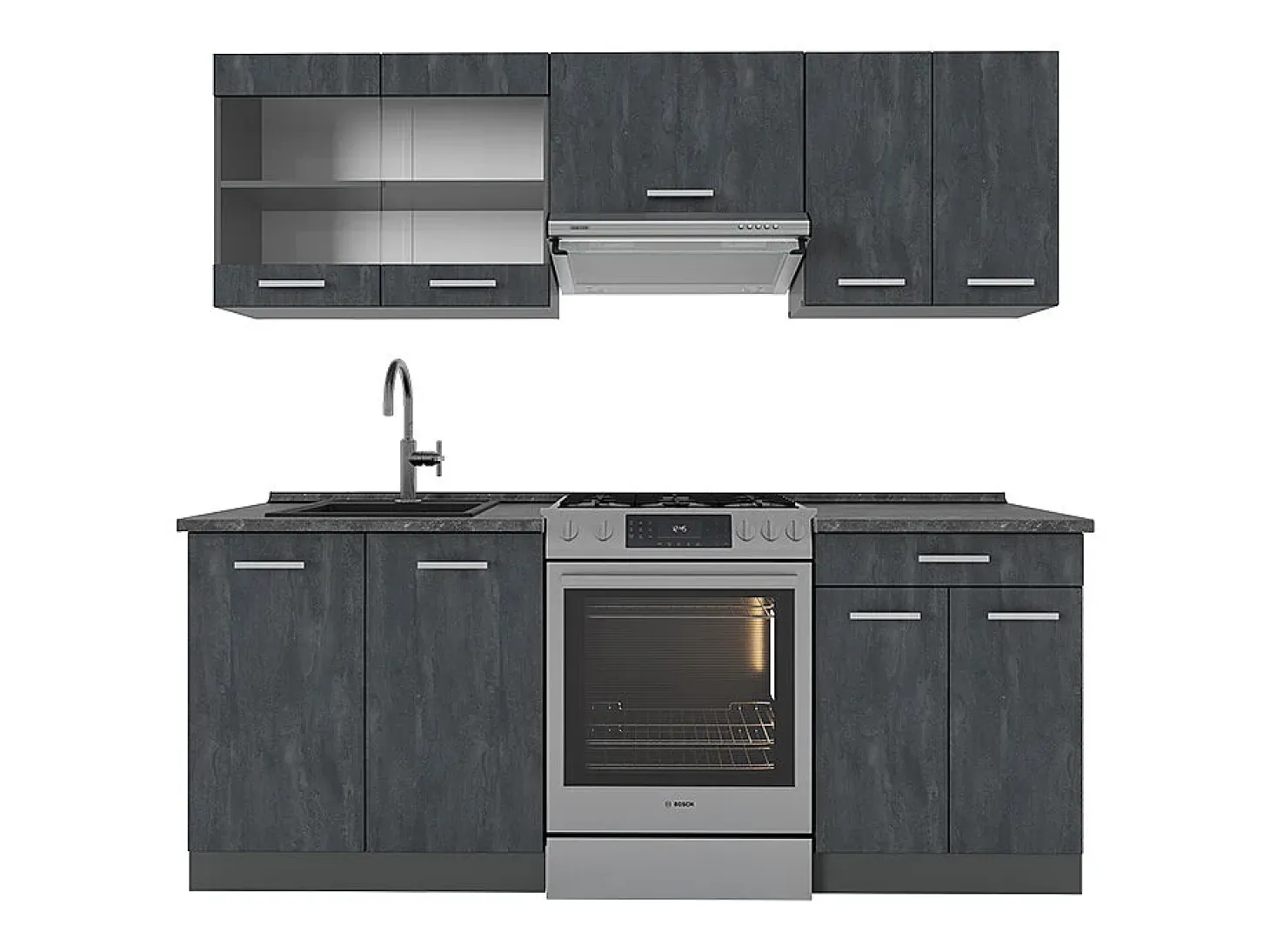 Mueble de cocina hormigón negro/antracita 200x46x81.6 r-line