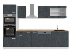 Mueble de cocina hormigón negro/blanco 300x60x81.6 r-line