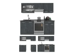 Mueble de cocina hormigón negro/antracita 200x60x81.6 r-line
