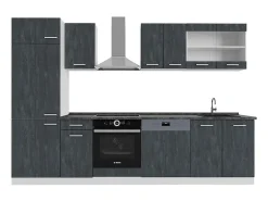 Mueble de cocina hormigón negro/blanco 300x60x81.6 r-line