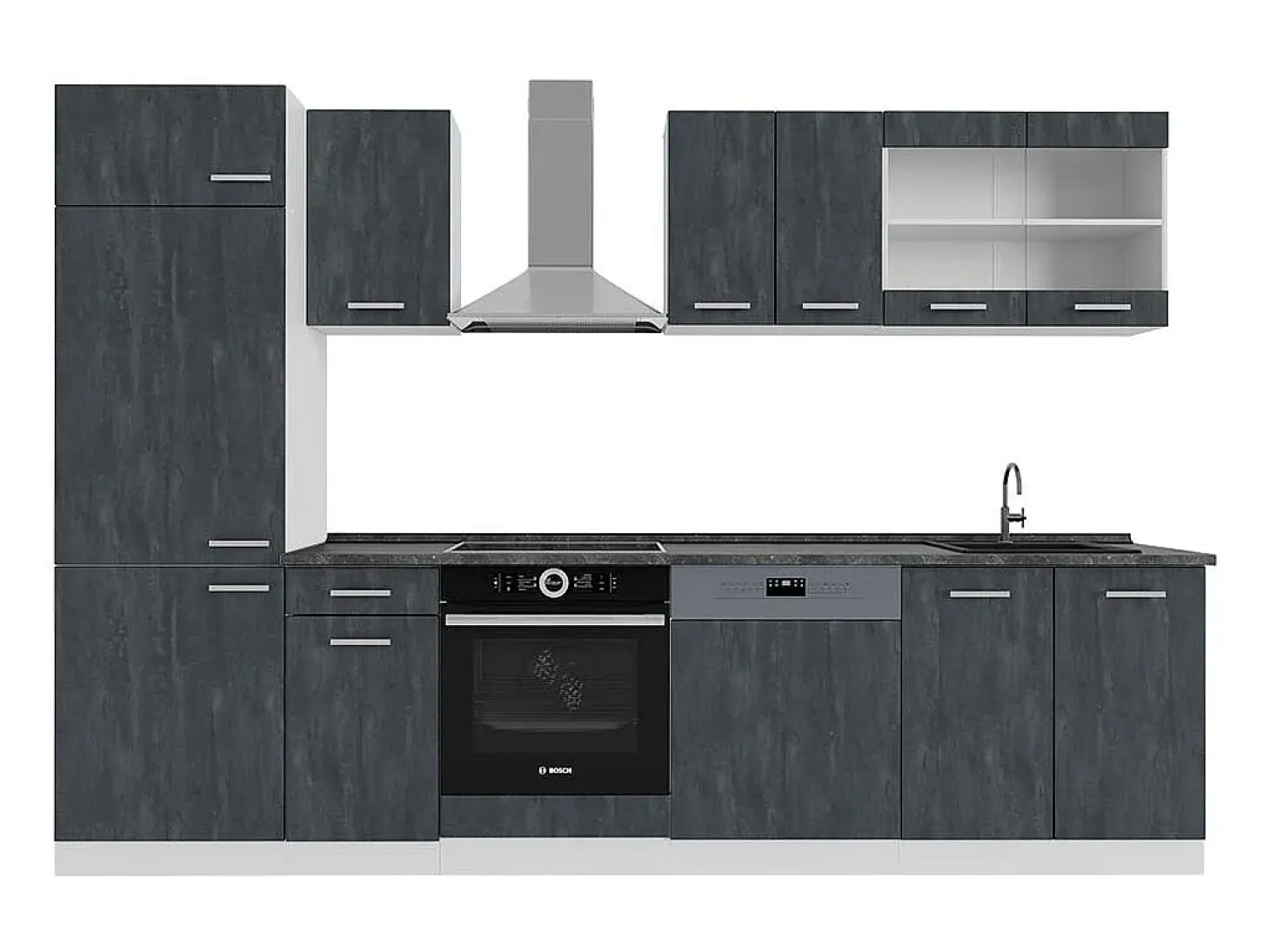Mueble de cocina hormigón negro/blanco 300x60x81.6 r-line