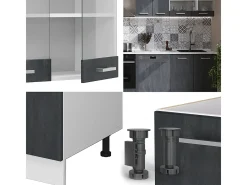 Mueble de cocina hormigón negro/blanco 300x60x81.6 r-line