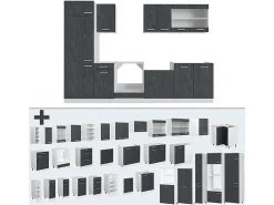 Mueble de cocina hormigón negro/blanco 300x60x81.6 r-line