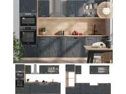 Mueble de cocina hormigón negro/roble dorado 300x60x81.6 r-line