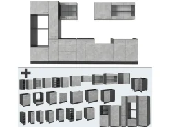 Mueble de cocina hormigón/antracita 350x46x81.6 r-line