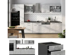 Mueble de cocina hormigón/antracita 350x46x81.6 r-line