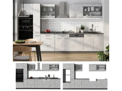 Mueble de cocina hormigón/antracita 350x46x81.6 r-line