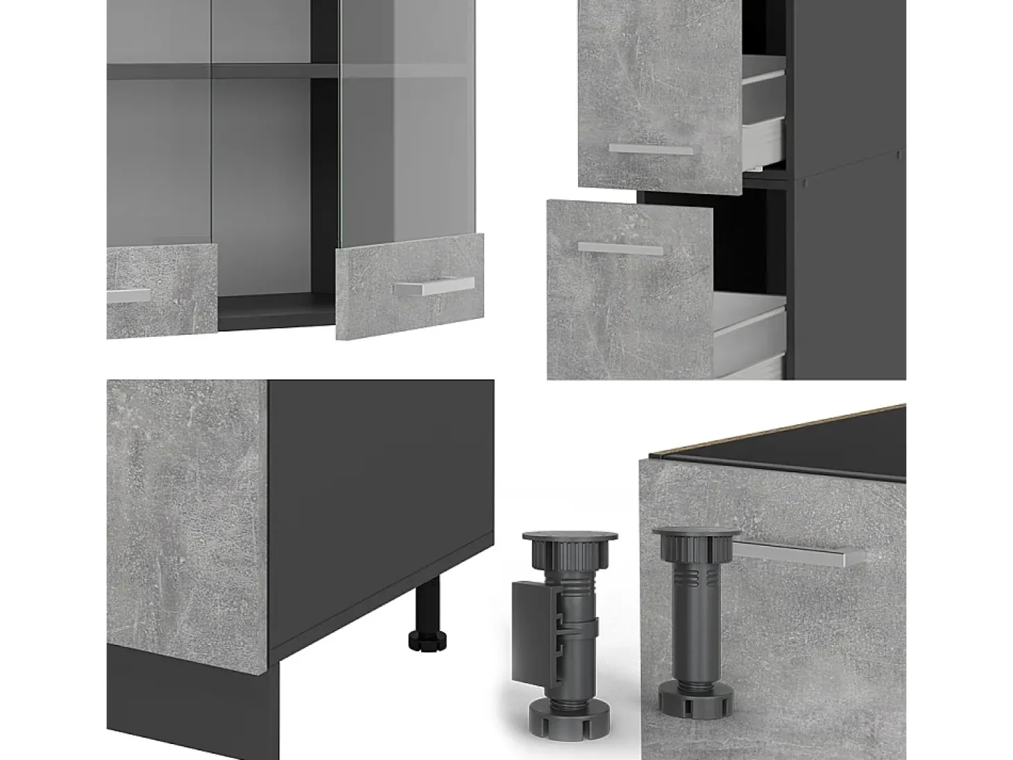 Mueble de cocina hormigón/antracita 350x46x81.6 r-line