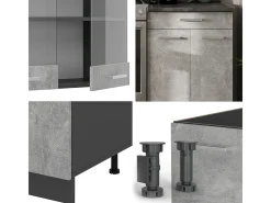 Mueble de cocina hormigón/antracita 200x46x81.6 r-line