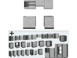 Mueble de cocina hormigón/antracita 200x46x81.6 r-line