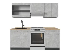 Mueble de cocina hormigón/antracita 200x46x81.6 r-line