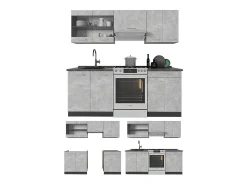 Mueble de cocina hormigón/antracita 200x46x81.6 r-line