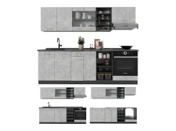 Mueble de cocina hormigón/antracita 240x46x81.6 r-line