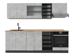 Mueble de cocina hormigón/antracita 240x46x81.6 r-line