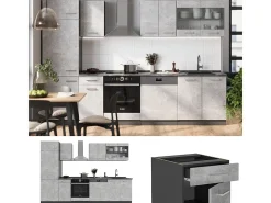 Mueble de cocina hormigón/antracita 300x46x81.6 r-line