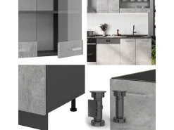Mueble de cocina hormigón/antracita 300x46x81.6 r-line