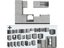 Mueble de cocina hormigón/antracita 300x46x81.6 r-line