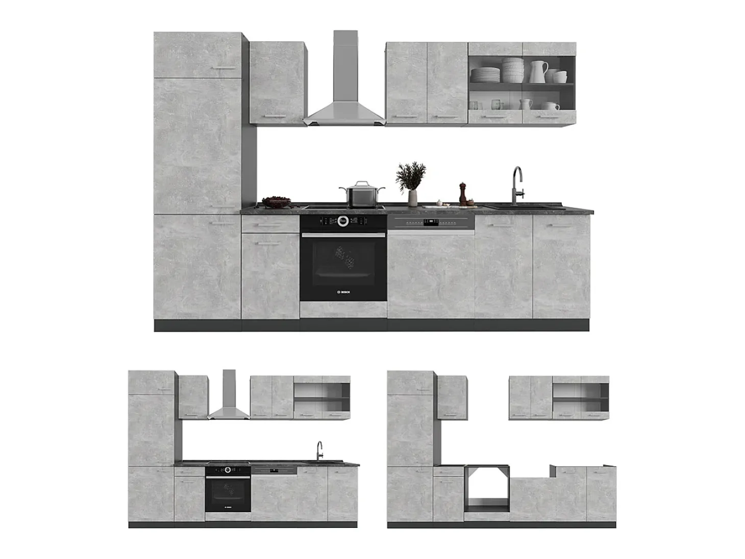 Mueble de cocina hormigón/antracita 300x46x81.6 r-line