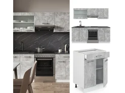 Mueble de cocina hormigón/blanco 200x60x81.6 r-line