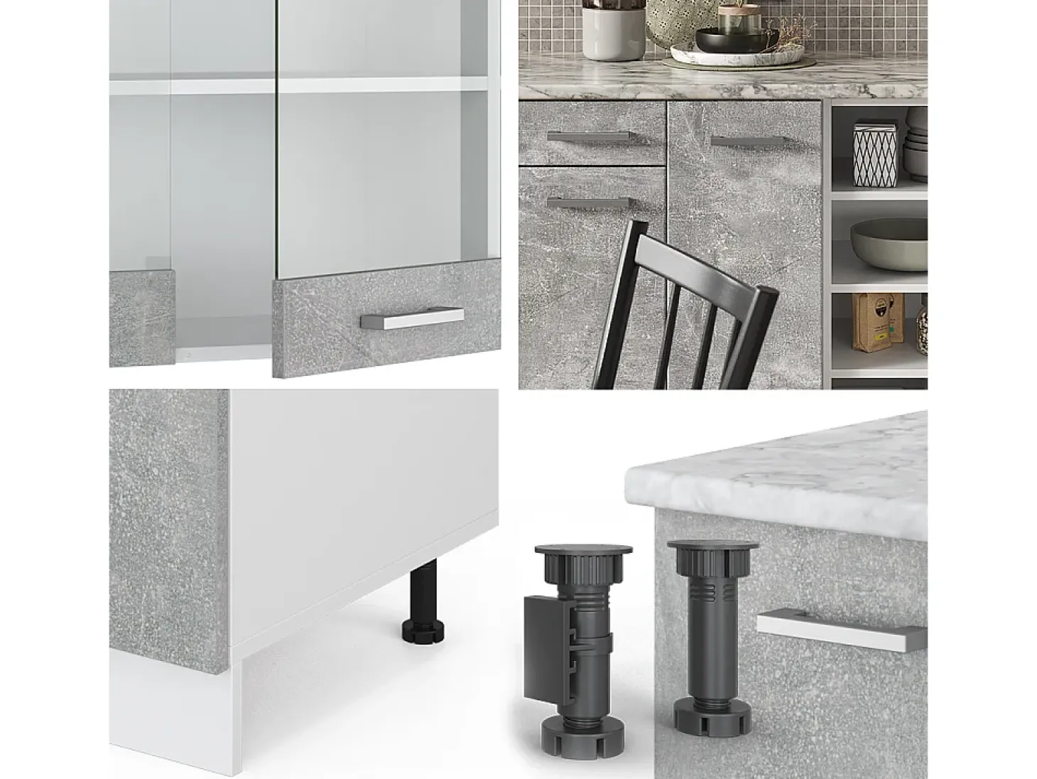Mueble de cocina hormigón/blanco 240x60x81.6 r-line