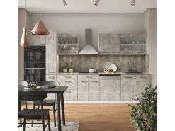 Mueble de cocina hormigón/blanco 350x60x81.6 r-line