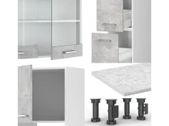 Mueble de cocina hormigón/blanco 350x60x81.6 r-line