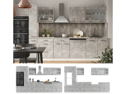 Mueble de cocina hormigón/blanco 350x60x81.6 r-line