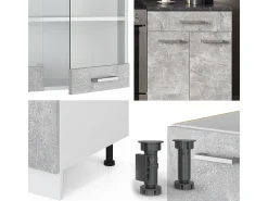 Mueble de cocina hormigón/blanco 200x60x81.6 r-line