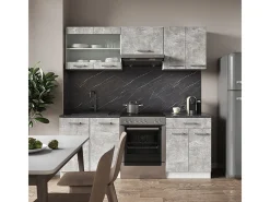 Mueble de cocina hormigón/blanco 200x60x81.6 r-line
