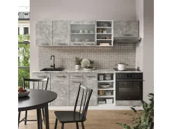 Mueble de cocina hormigón/blanco 240x60x81.6 r-line