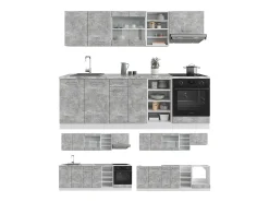 Mueble de cocina hormigón/blanco 240x60x81.6 r-line