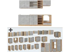 Mueble de cocina hormigón/roble dorado 240x46x81.6 r-line