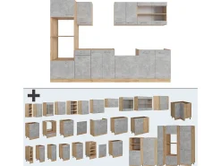 Mueble de cocina hormigón/roble dorado 300x46x81.6 r-line