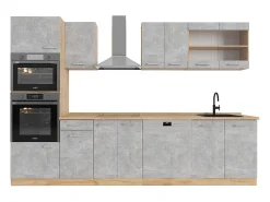 Mueble de cocina hormigón/roble dorado 300x46x81.6 r-line