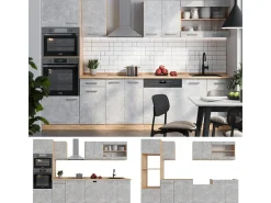 Mueble de cocina hormigón/roble dorado 300x46x81.6 r-line