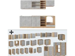 Mueble de cocina hormigón/roble dorado 240x60x81.6 r-line